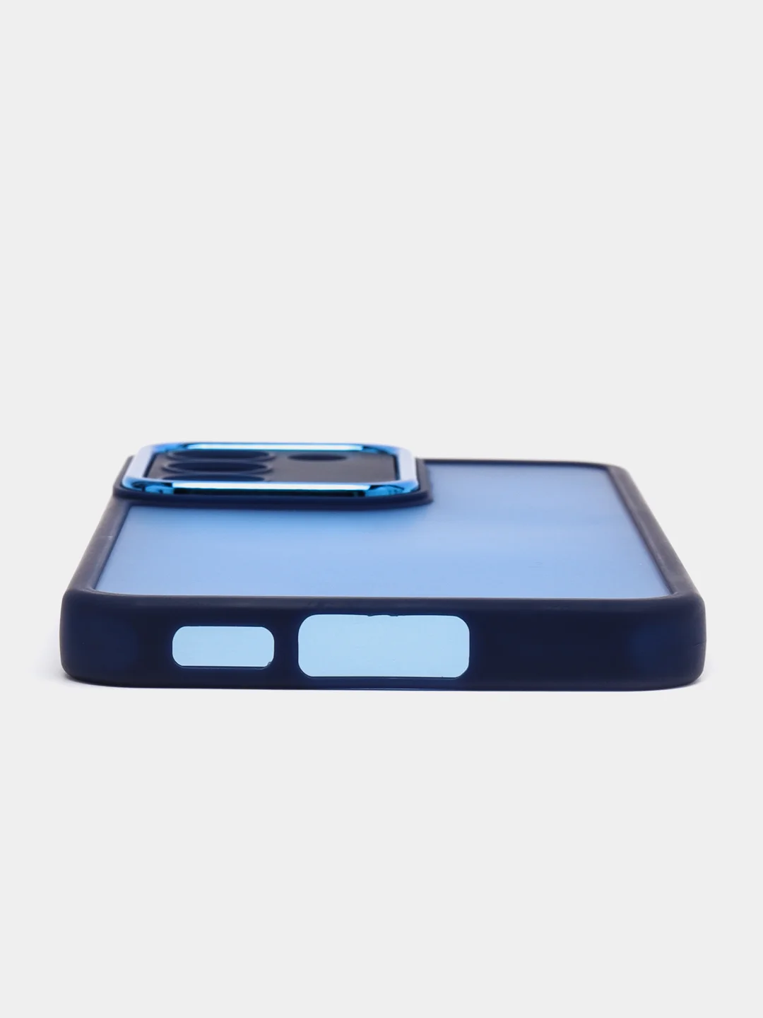 Синий чехол матовый для Samsung Galaxy S23, пластиковый, полупрозрачный, с глянцевой рамкой