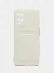 Белый силиконовый чехол для Oppo A54 (Оппо А54), с карманом для карт
