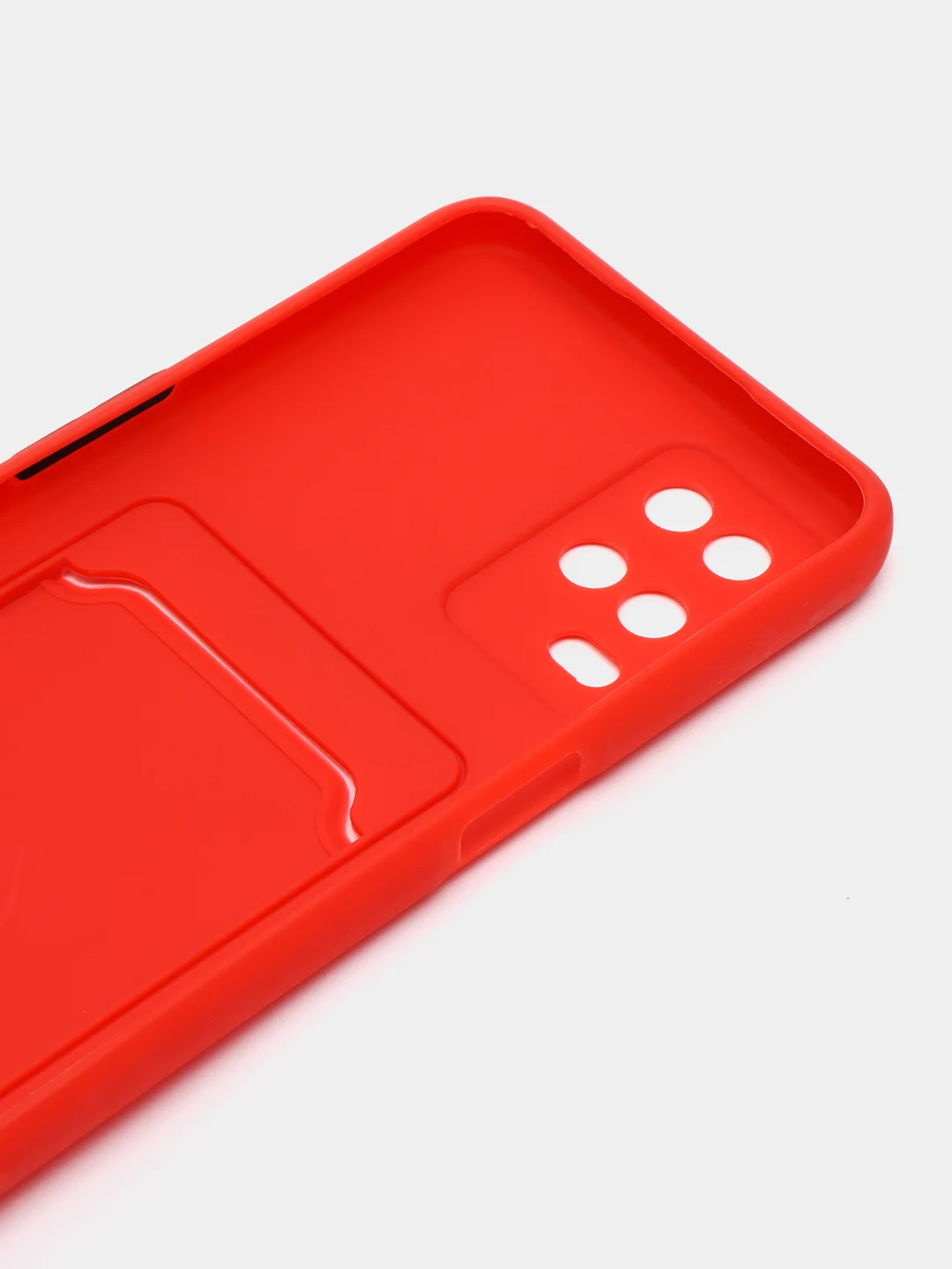 Красный силиконовый чехол для Oppo A54 (Оппо А54), с карманом для карт
