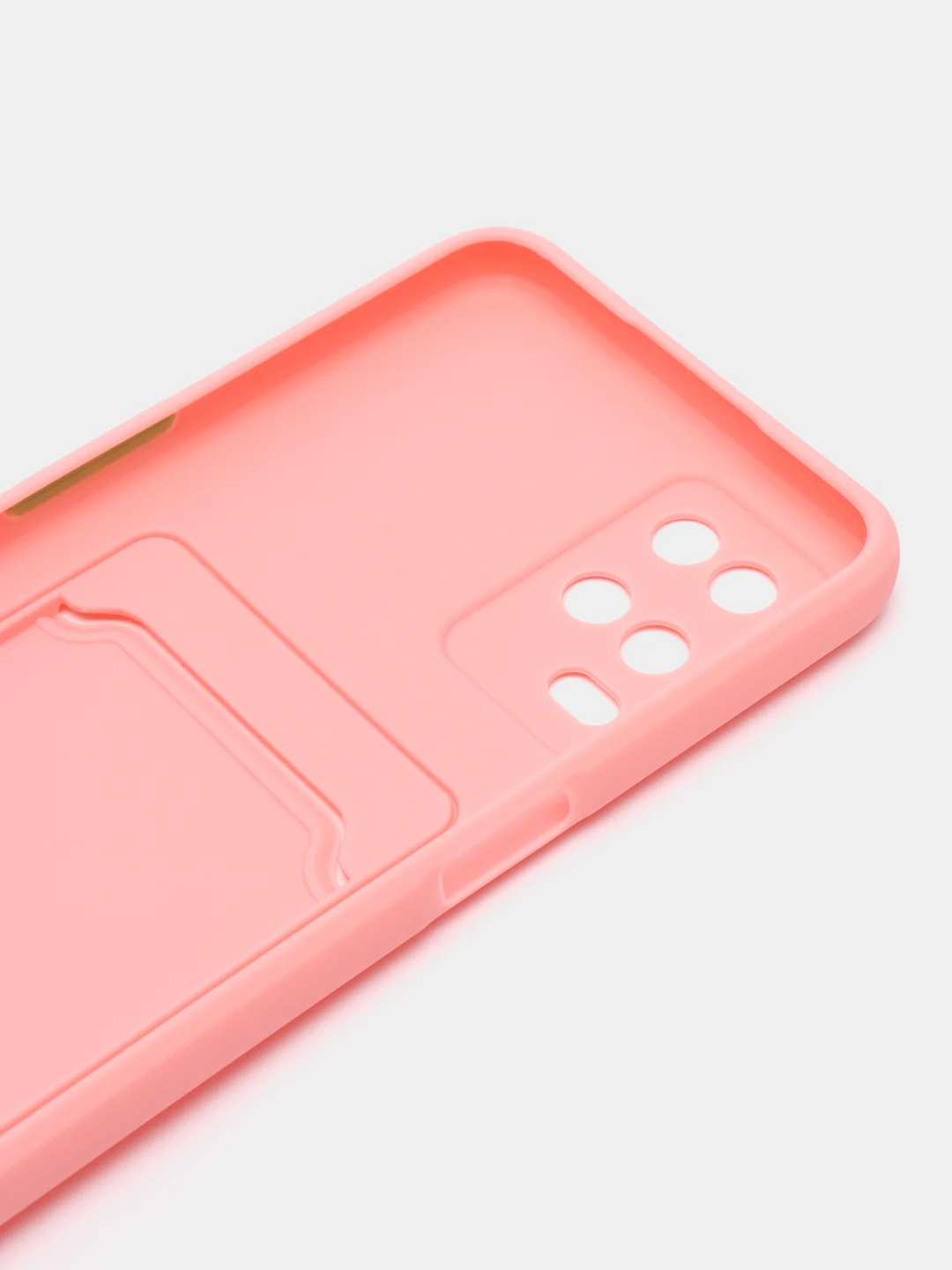 Розовый силиконовый чехол для Oppo A54 (Оппо А54), с карманом для карт
