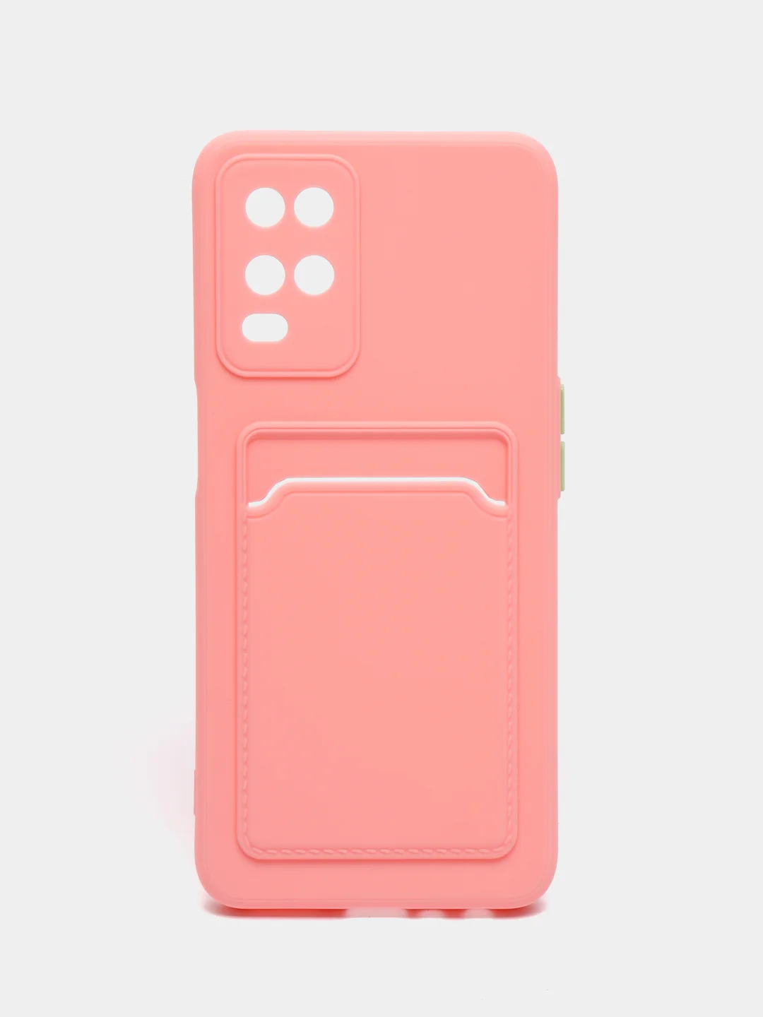 Розовый силиконовый чехол для Oppo A54 (Оппо А54), с карманом для карт