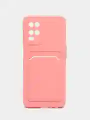 Розовый силиконовый чехол для Oppo A54 (Оппо А54), с карманом для карт