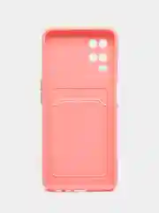 Розовый силиконовый чехол для Oppo A54 (Оппо А54), с карманом для карт