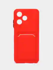 Красный силиконовый чехол Infinix Hot 30 Play Инфиникс Хот 30 Плей с карманом для карт прозрачный