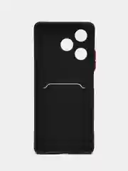 Черный чехол для Infinix HOT 30 (Инфиникс Хот 30), с карманом для карт
