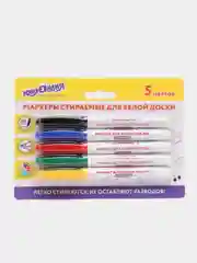 Маркеры, фломастеры для магнитной белой доски стирающиеся 5 цветов, Юнландия 3 мм, 152099