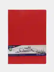 Скетчбук, слоновая кость 140г/м 210х297мм, 80л, КОЖЗАМ, резинка, BRAUBERG ARTCL, красный