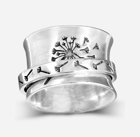Кольцо женское антистресс, вращающееся, "Dandelion"