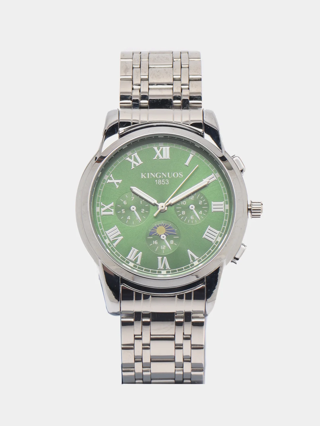 Серебряный мужские наручные часы KINGNUOS K-1751, в подарочной упаковке