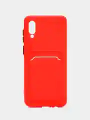 Красный чехол для Samsung Galaxy A02 (Самсунг Галакси А02), с карманом для карт
