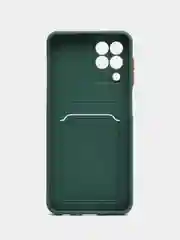 Зеленый силиконовый чехол для Samsung Galaxy M33 (Самсунг Галакси М33), с карманом для карт