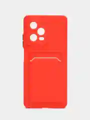 Красный силиконовый чехол для Xiaomi Redmi Note 12 Pro 5G, с карманом для карт, прозрачный
