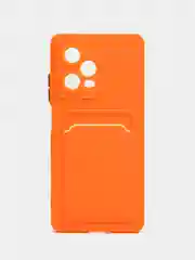 Оранжевый силиконовый чехол для Xiaomi Redmi Note 12 Pro 5G, с карманом для карт, прозрачный