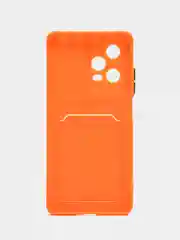Оранжевый силиконовый чехол для Xiaomi Redmi Note 12 Pro 5G, с карманом для карт, прозрачный