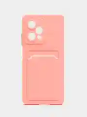 Розовый силиконовый чехол для Xiaomi Redmi Note 12 Pro 5G, с карманом для карт, прозрачный