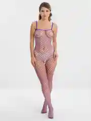Фиолетовый эротический костюм в сетку