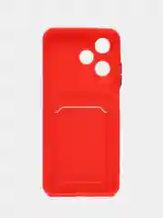 Красный силиконовый чехол Infinix Hot 30 Play Инфиникс Хот 30 Плей с карманом для карт прозрачный