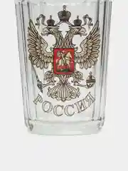 Золотистый хаки стакан граненый в упаковке "Герб России", 250 мл