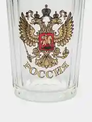 Золотистый хаки стакан граненый в упаковке "Герб России", 250 мл