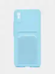 Голубой чехол для Xiaomi Redmi 9A, Сяоми Редми 9А, силиконовый, с карманом для карты