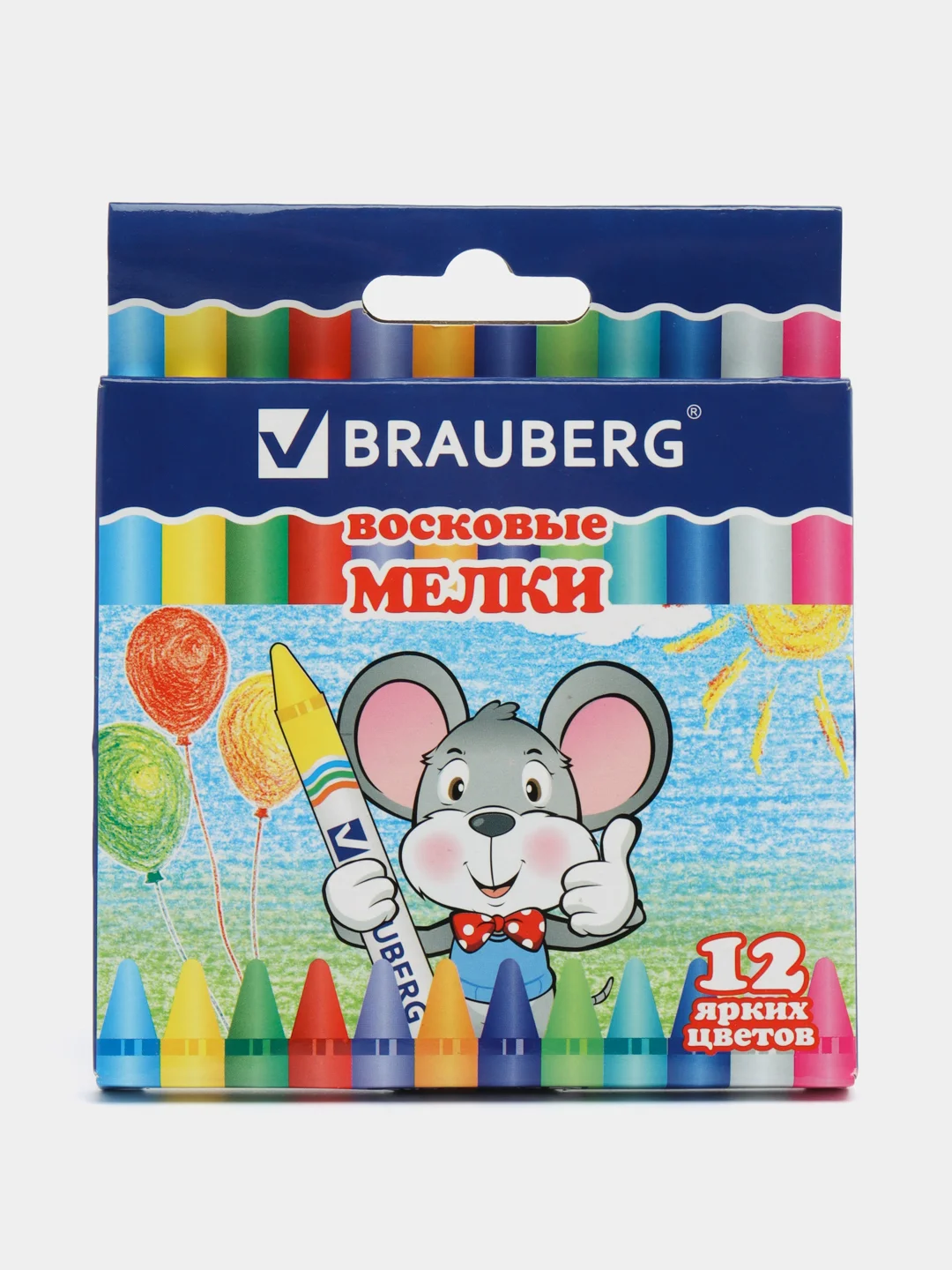 Восковые мелки BRAUBERG, НАБОР 12 цветов, 222962