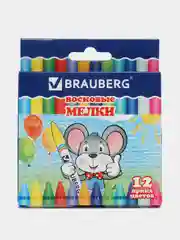 Восковые мелки BRAUBERG, НАБОР 12 цветов, 222962