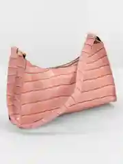 Розовый сумка багет на плечо, экокожа