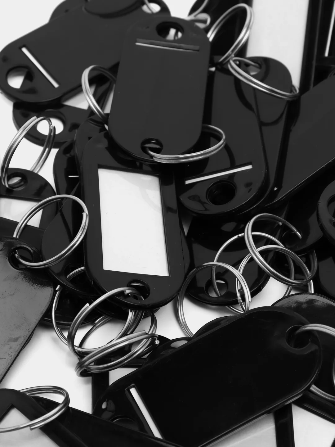 Бирки для ключей комплект 50 шт, длина 50 мм, инфо-окно 30х15 мм, черные, staff, 237491