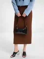 Черный сумка багет на плечо, экокожа