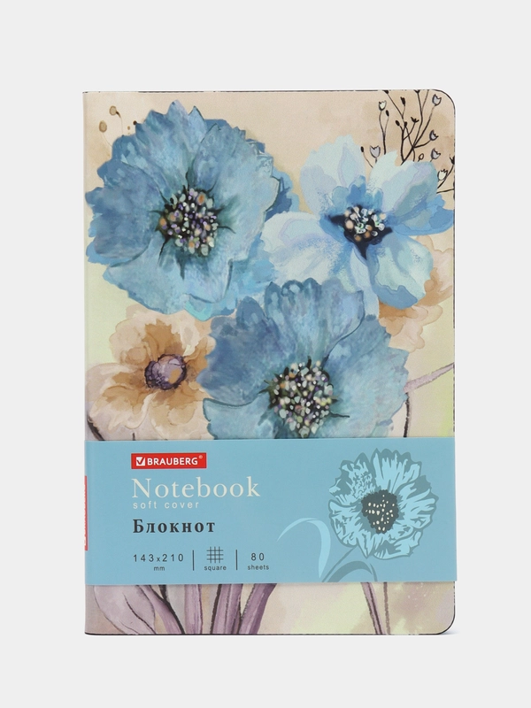 Блокнот А5 143x210 BRAUBERG VISTA Delicate flowers, под кожу, гибкий 80л, 112077