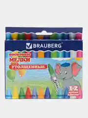 Восковые мелки утолщенные BRAUBERG, НАБОР 12 цветов, 222966