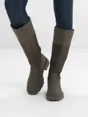 Приглушённый хаки сапоги женские, осенние