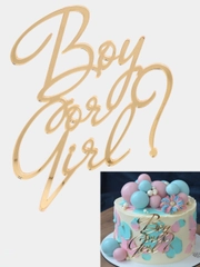 Топпер #Т36 "Boy or Girl?", из зеркального акрила, на гендерный торт, девочка или мальчик