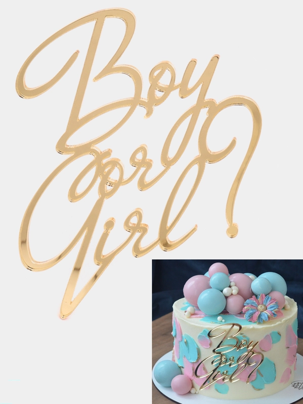 Топпер #Т36 "Boy or Girl?", из зеркального акрила, на гендерный торт, девочка или мальчик