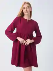 Бордовый платье женское, универсальное, длинный рукав "Фонарик"