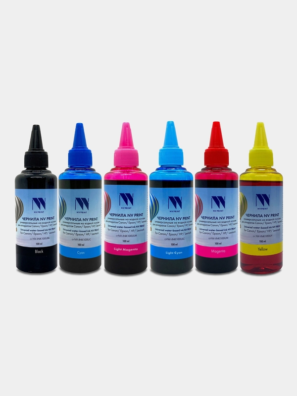 Чернила NV PRINT универсальные, на водной основе, для Сanon, Epson, НР, Lexmark, 6 цветов
