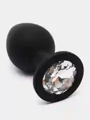 Красный анальная пробка силиконовая с кристалом, 3 размера
