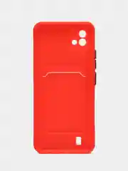 Красный чехол Realme C20, Realme C11 2021  карман для пластиковой карточки