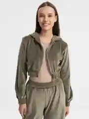 Зелёный хаки женский спортивный костюм, велюровый