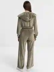 Зелёный хаки женский спортивный костюм, велюровый