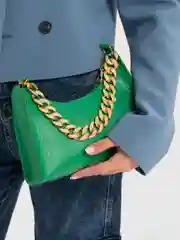 Бирюзовый сумка багет с модной цепью