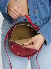 Багровый женская круглая сумка, через плечо