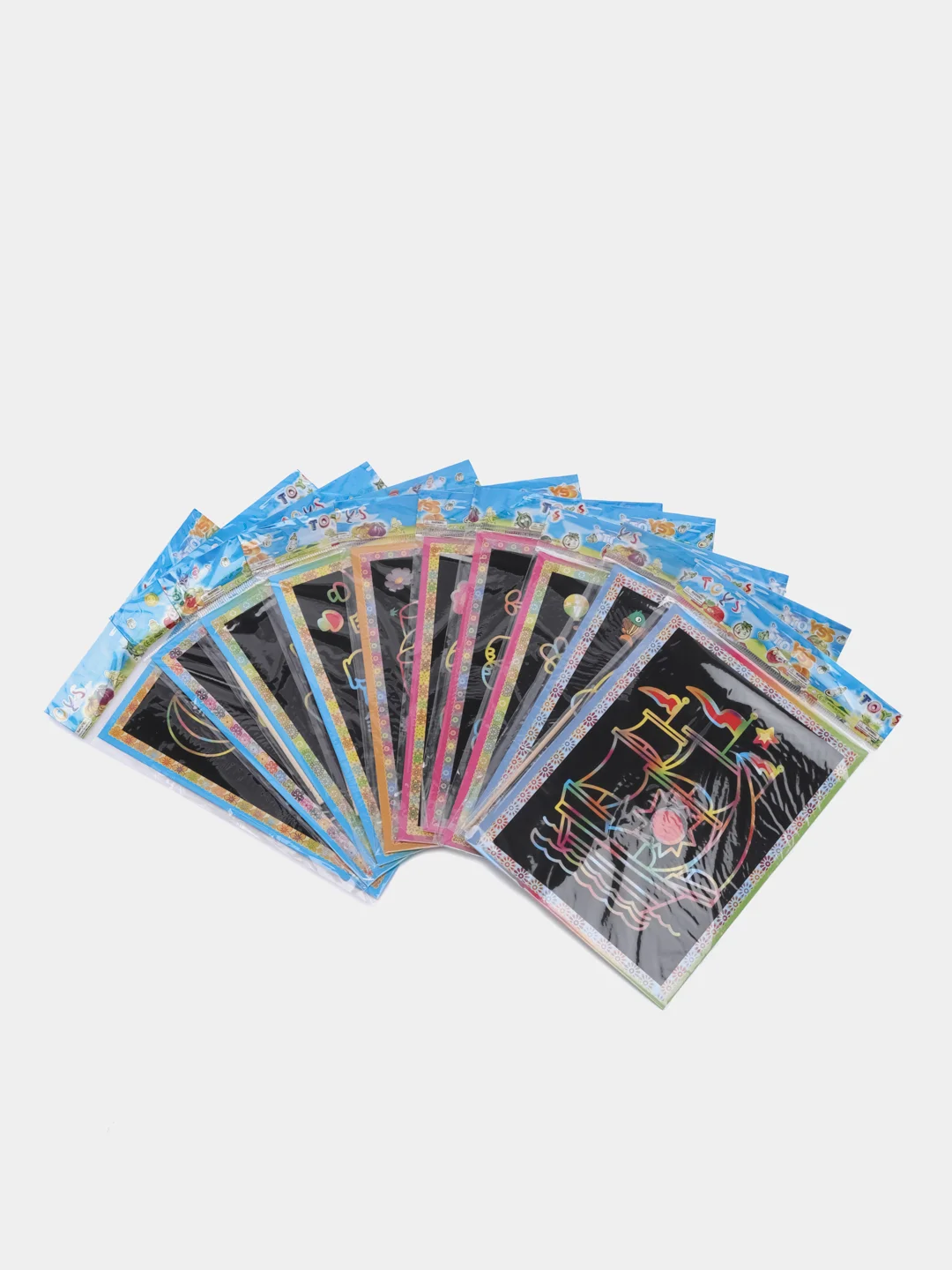 Алый раскраска-царапка + разукрашка на обороте, 12*17 см