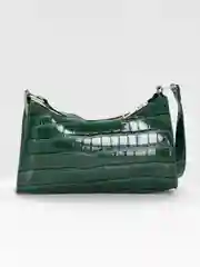 Зеленый сумка багет на плечо, экокожа