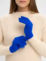 Синий перчатки вязаные