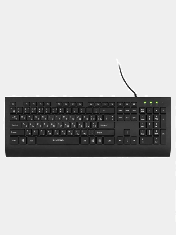 Клавиатура SunWind SW-KB300, USB, c подставкой для запястий, черный