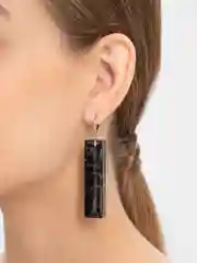 Черный серьги с одуванчиком, из эпоксидной смолы