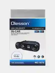 Автомобильный разветвитель Olesson 1675 USB-2, в прикуриватель, с вольтметром 120W