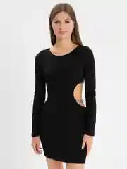 Черный женское черное платье, мини-платье