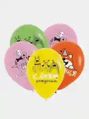 Воздушные шары "С Днём рождения" Милые собачки 12"/30 см, 5 шт Корги, Такса